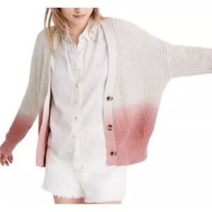 MADEWELL  Women Dip-Dye Courtland Chunky Two Tone Cardigan Sweater Size M